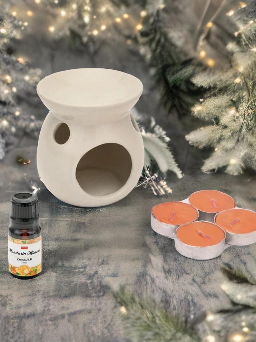 

Athome by Nilkamal Mandarin Mimosa Aroma oil Ceramic Burner Set, Orange