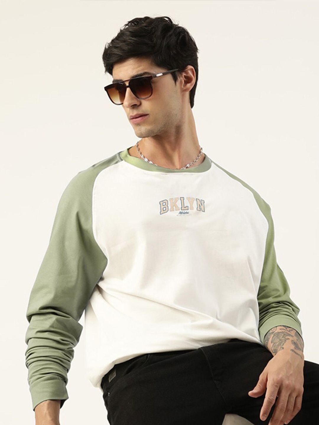 Maniac Typography Printed Pure Cotton Oversized T-shirt, Green