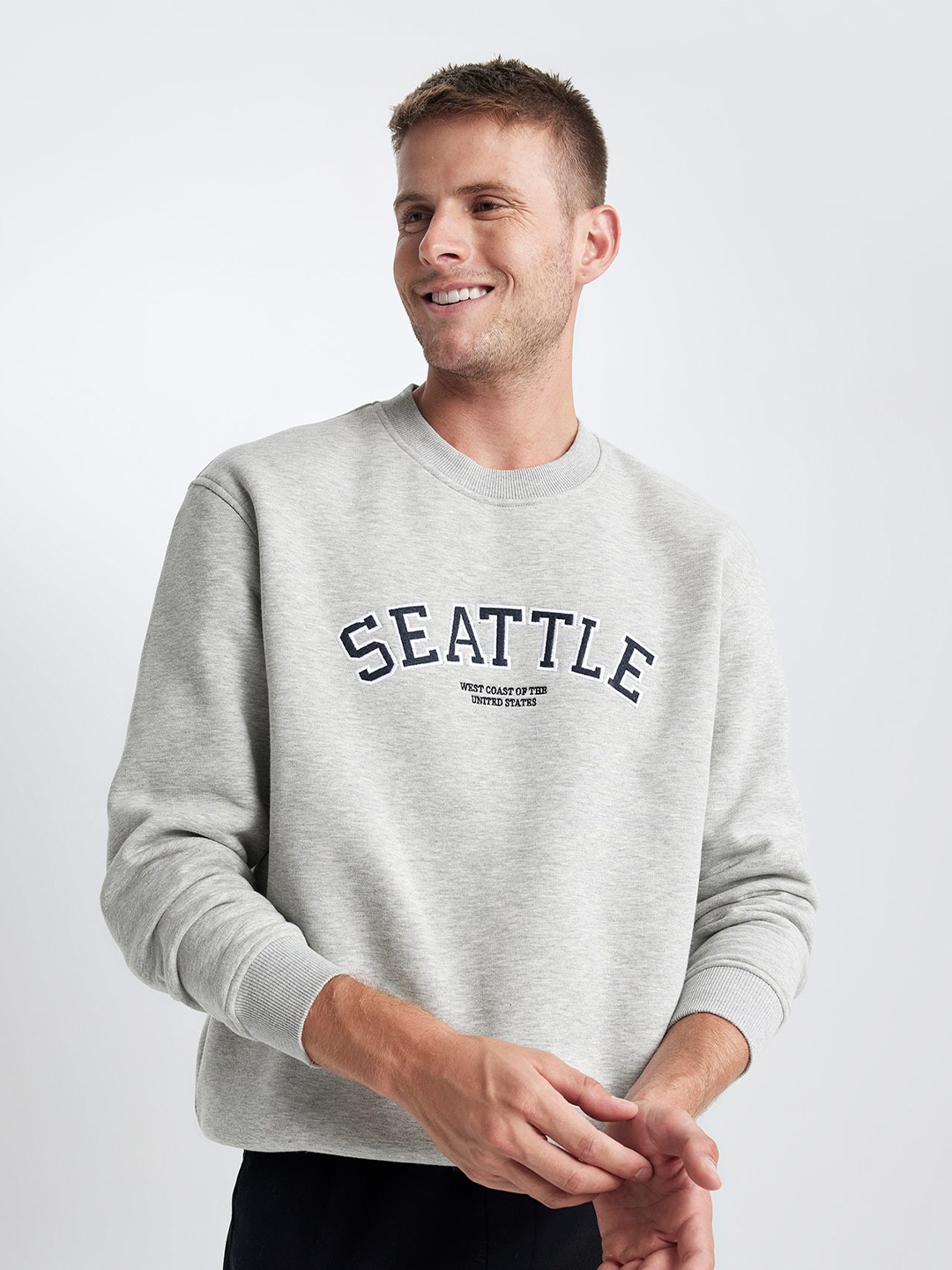 

DeFacto Typography Printed Pullover, Grey
