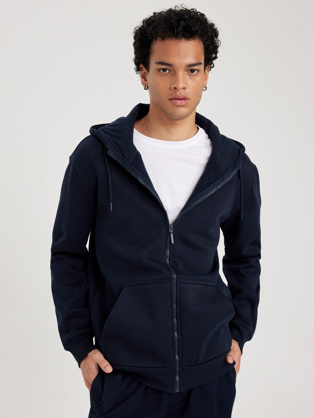 

DeFacto Hooded Front-Open Sweatshirt, Navy blue