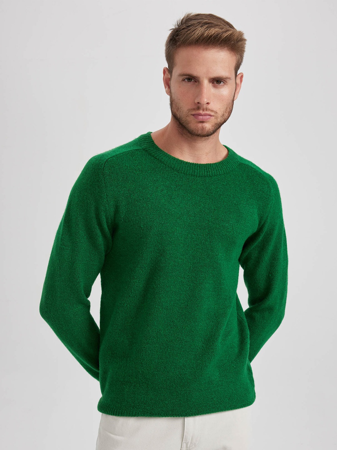 

DeFacto Round Neck Long Sleeves Pullover, Green