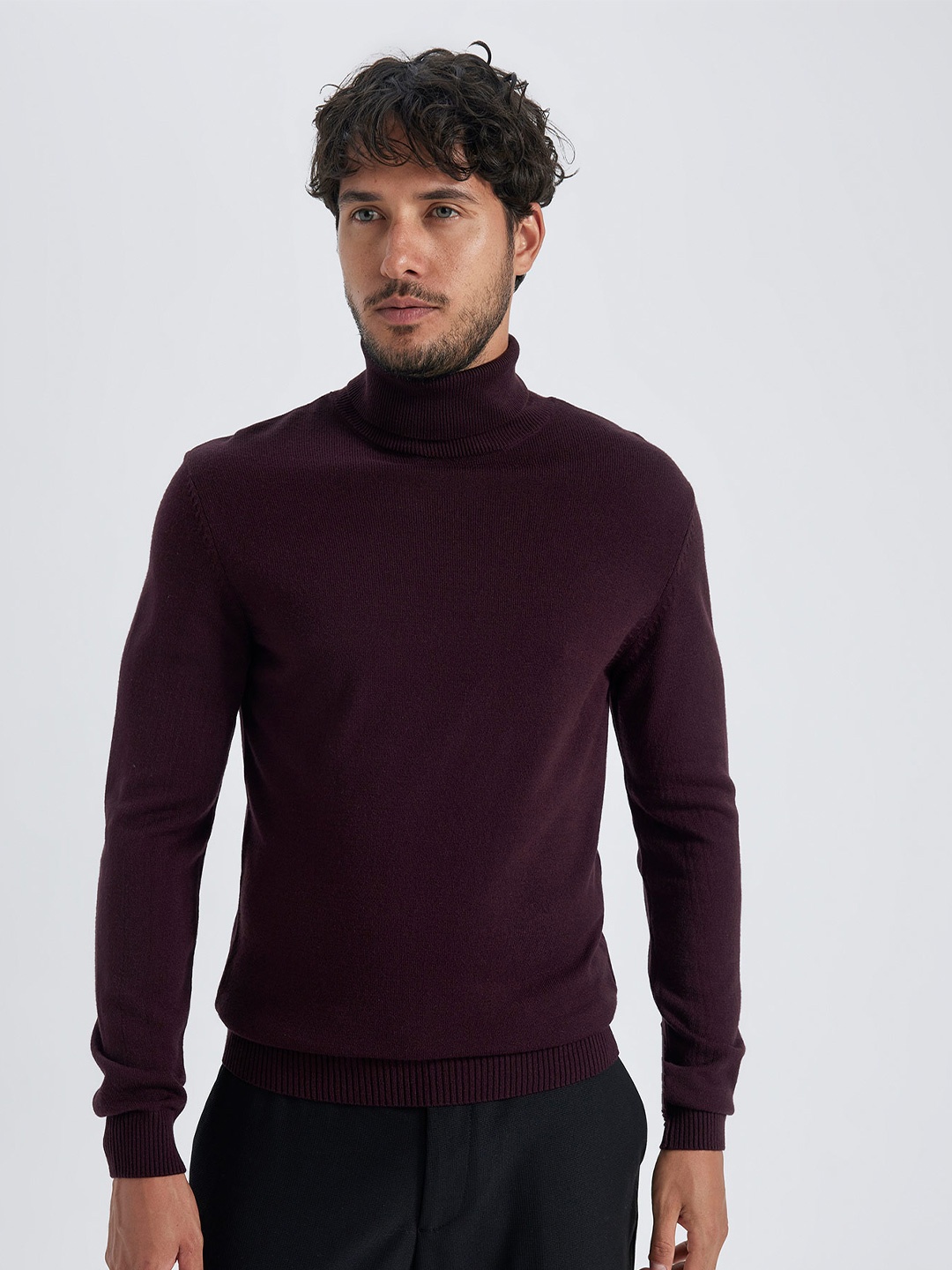 

DeFacto Turtle Neck Acrylic Pullover Sweater, Brown