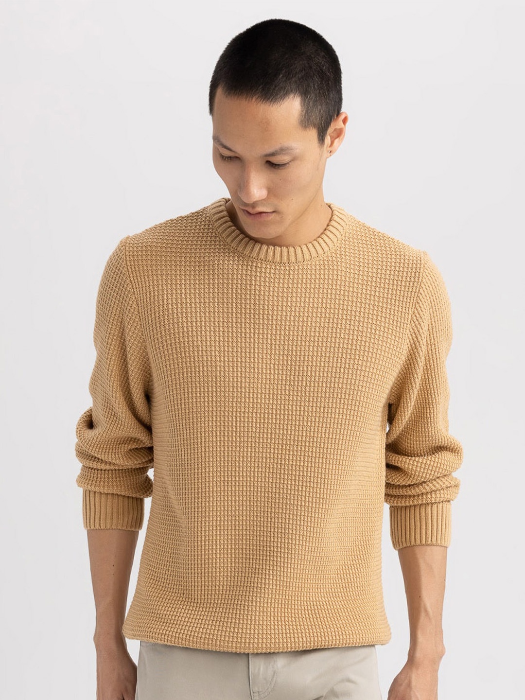 

DeFacto Ribbed Acrylic Pullover Sweater, Khaki