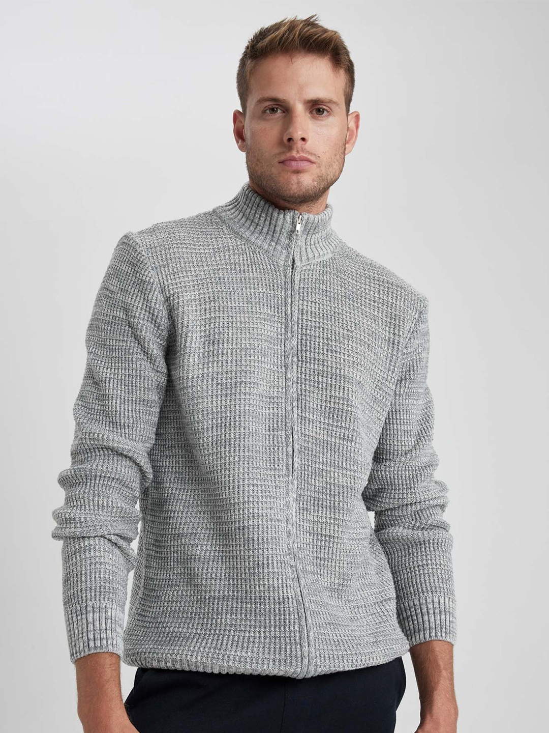 

DeFacto Turtle Neck Ribbed Pullover, Grey