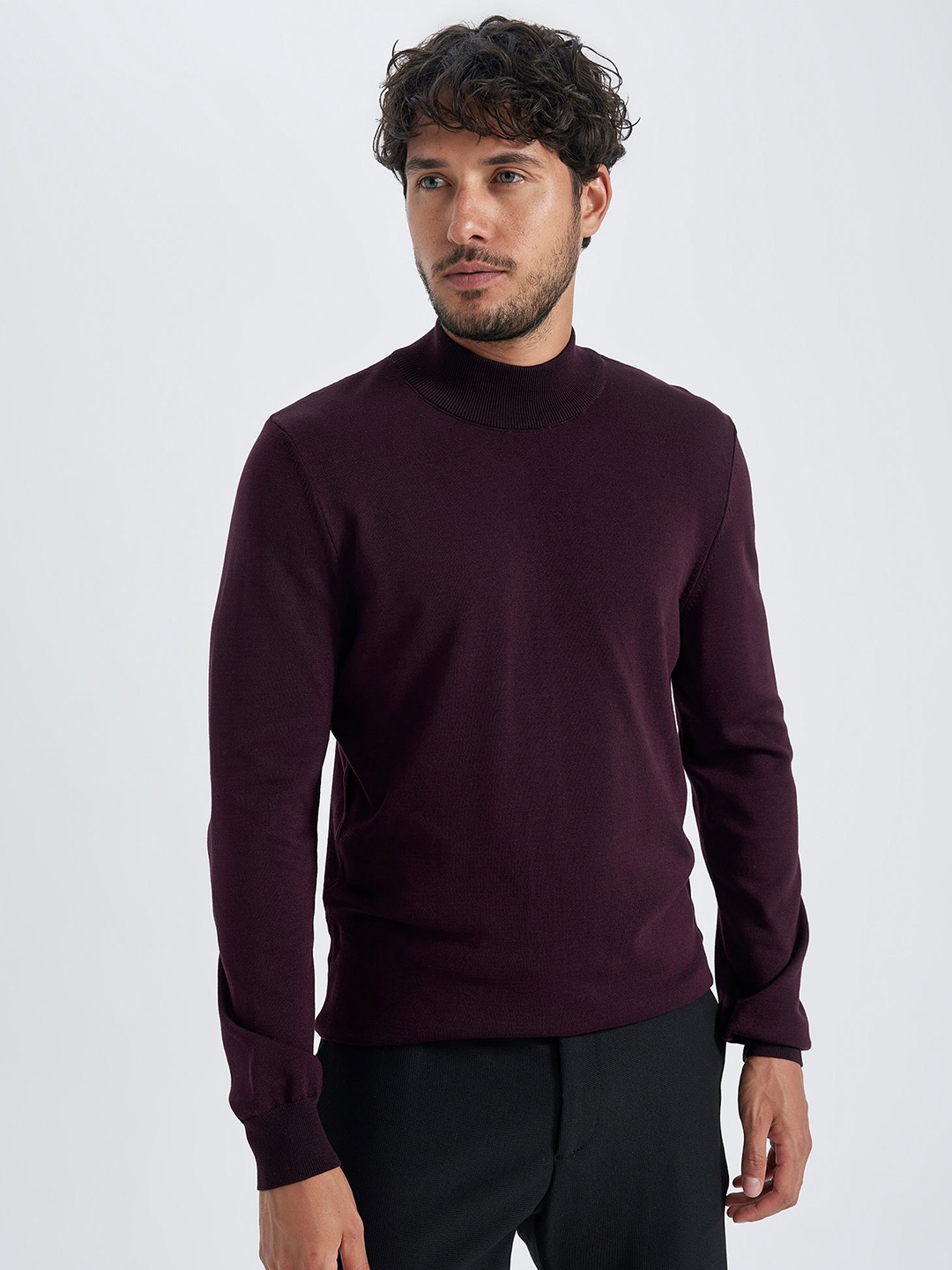 

DeFacto High Neck Pullover Sweatshirt, Burgundy