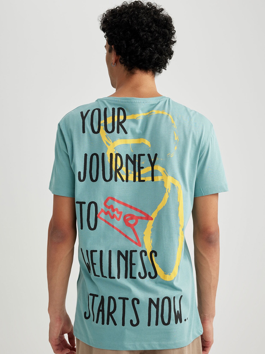 

DeFacto Typography Printed Pure Cotton T-shirt, Green