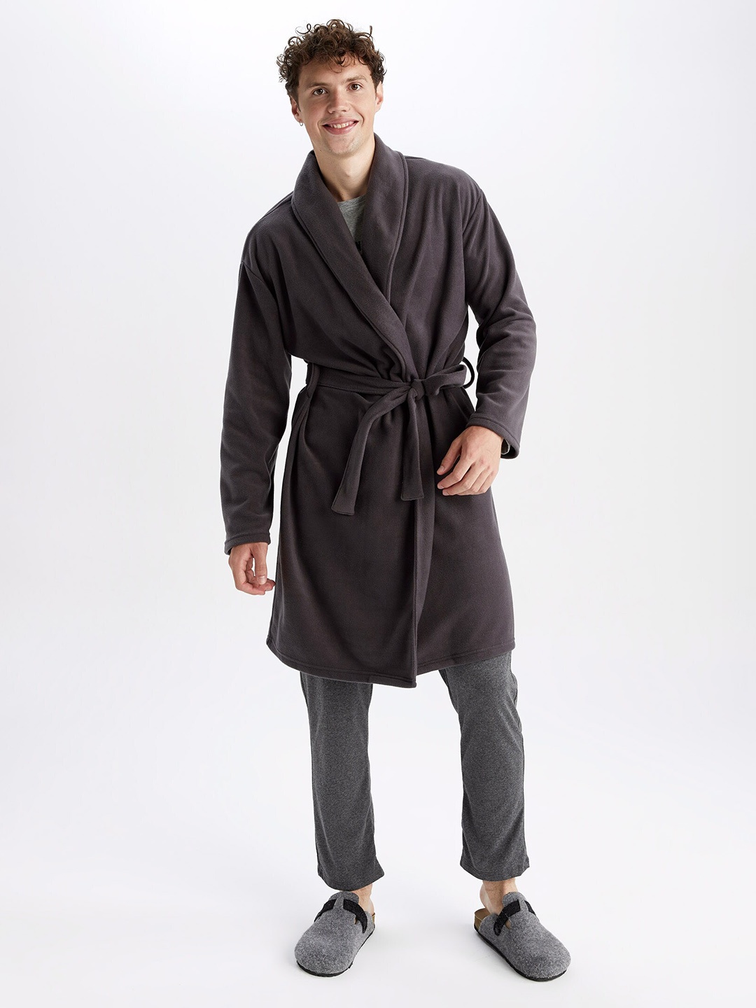 

DeFacto Textured Bath Robe, Charcoal