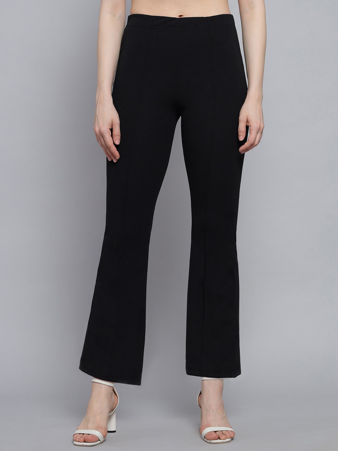 

Q-rious Women Black High-Rise Plain Bootcut Trousers