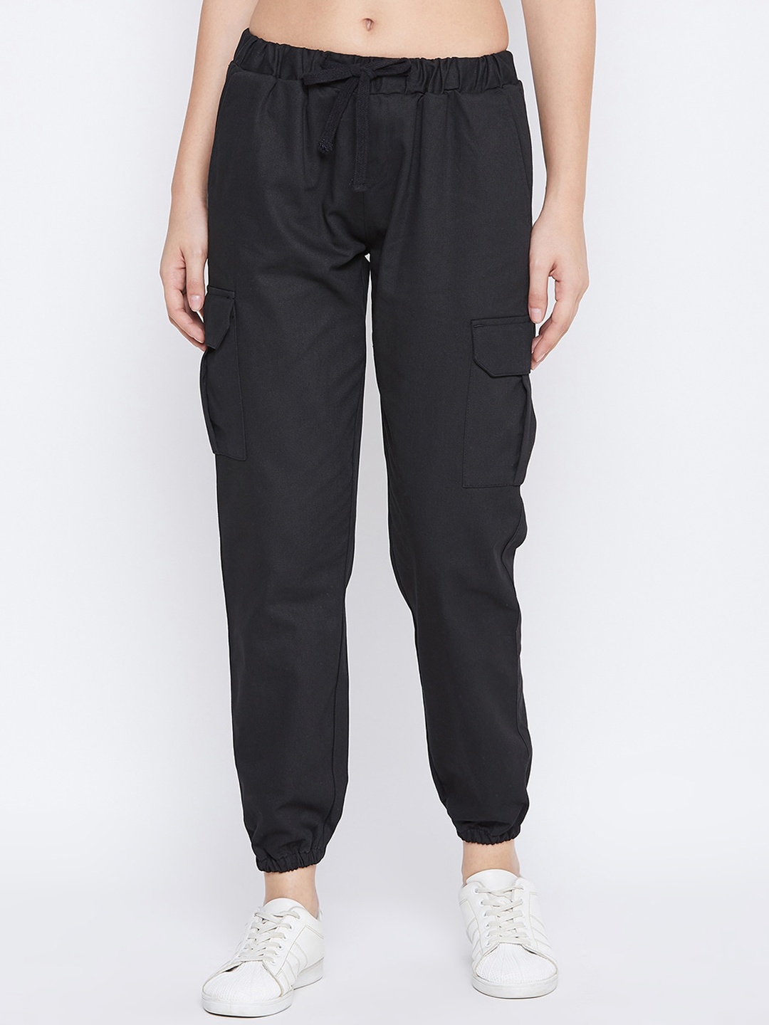 

Q-rious Women Mid-Rise Regular Fit Joggers Trousers, Black