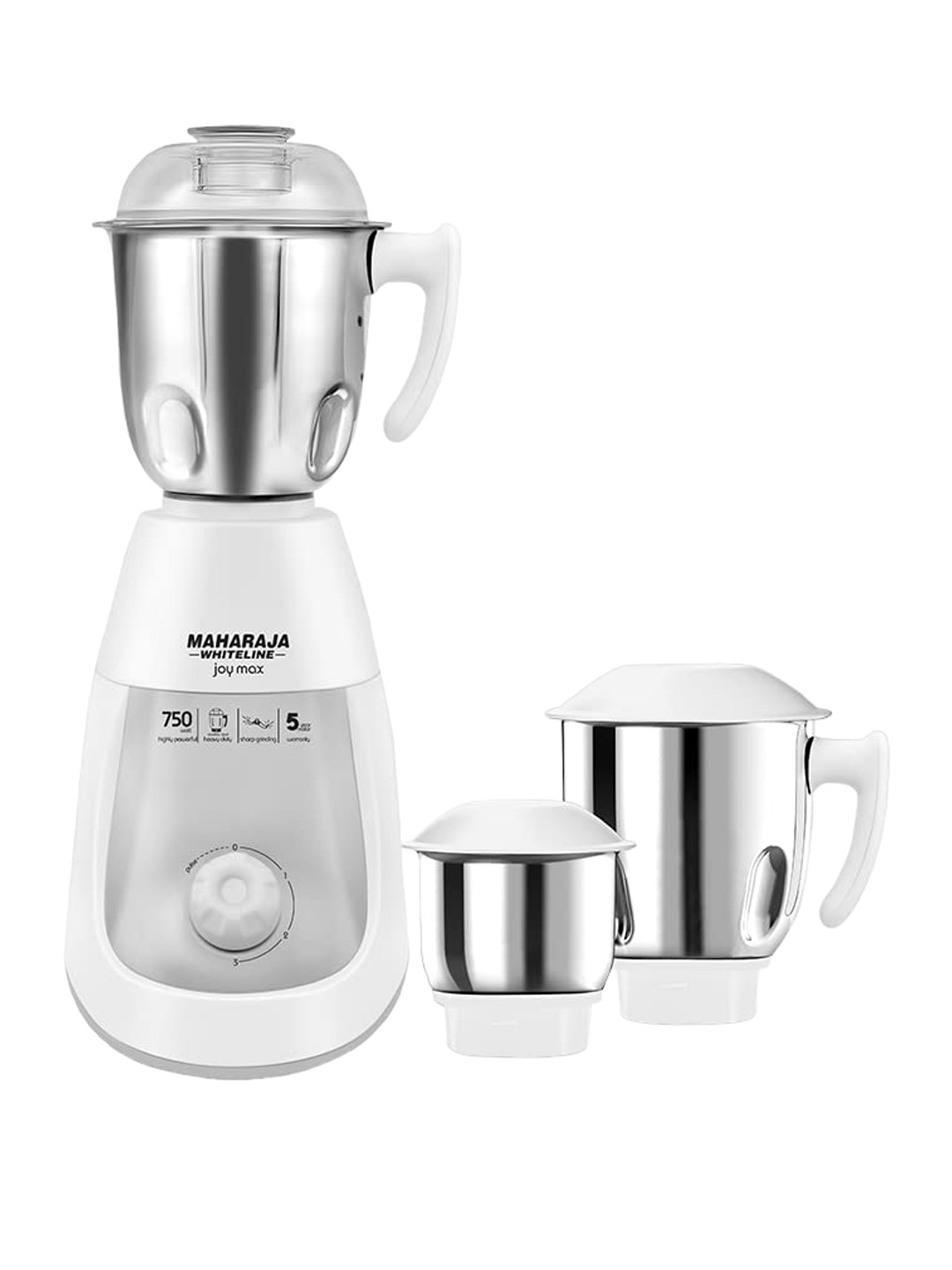 

MAHARAJA WHITELINE Joy Max MX-195 White 750 W Juicer Mixer Grinder With 3 Jars