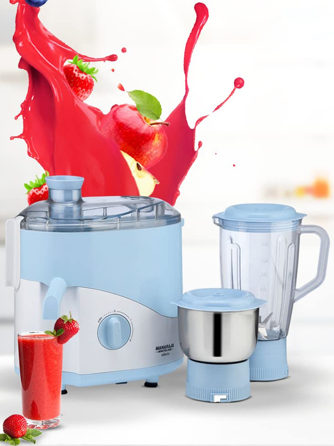 

MAHARAJA WHITELINE ODACIO 500 Blue & White 500W Juicer Mixer Grinder With 2 Jars