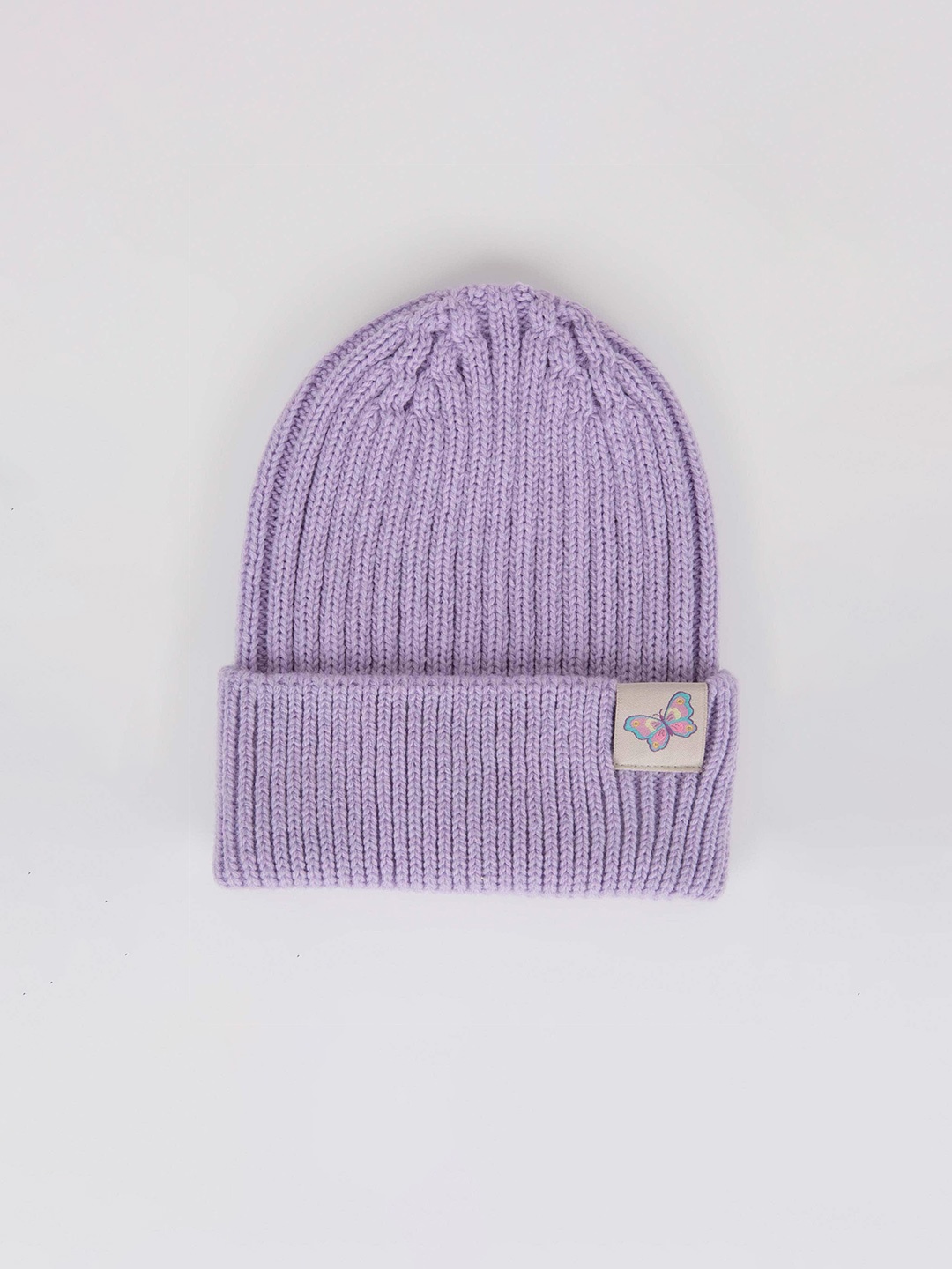 

DeFacto Girls Self Design Acrylic Beanie, Lavender