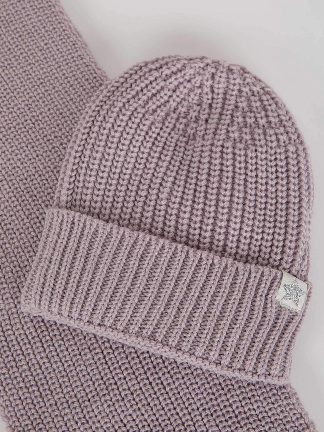 

DeFacto Girls Pure Acrylic Rib-Knitted Muffler & Beanie Cap, Purple