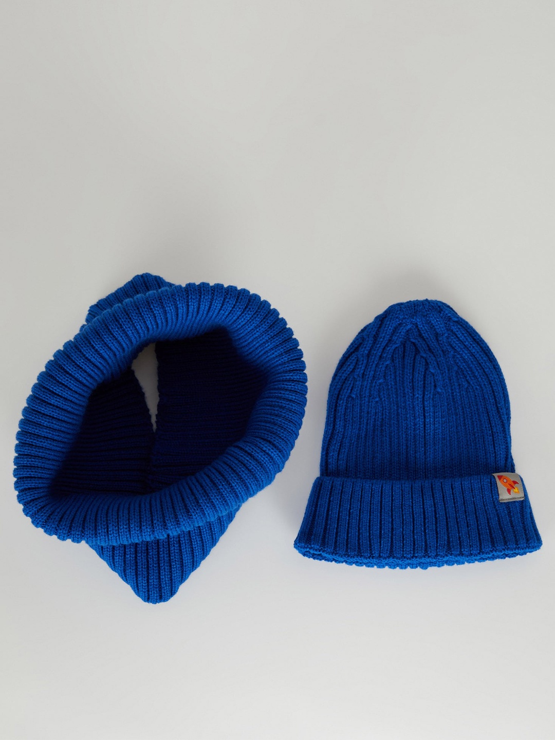 

DeFacto Boys Ribbed Knitted Muffler With Beanie Cap, Blue