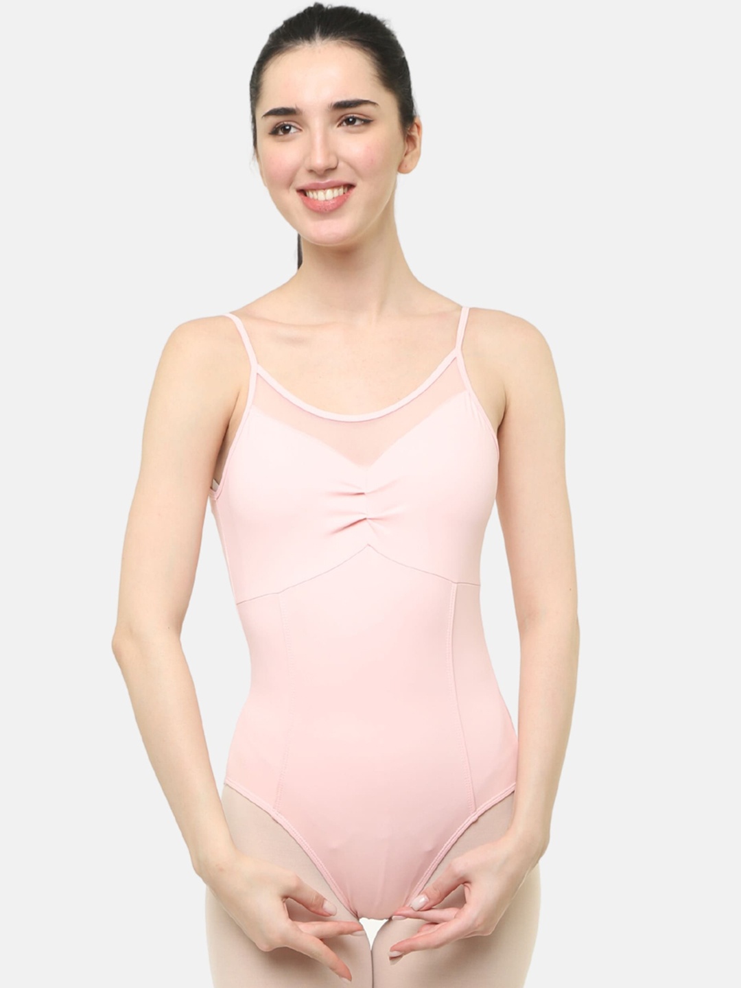 

IKAANYA Skin Friendly Shoulder Straps Ballet Leotard Bodysuit, Pink