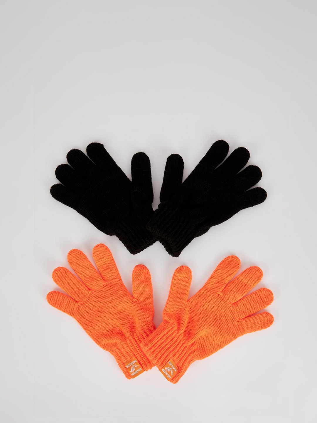 

DeFacto Pack Of 2 Knitted Design Hand Gloves, Black