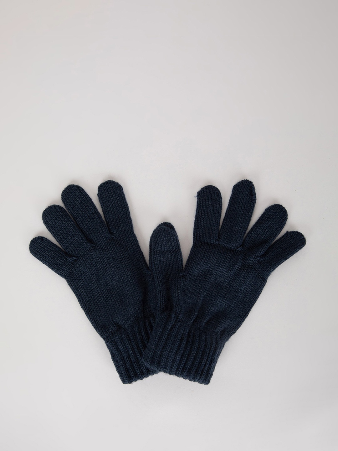 

DeFacto Set Of 2 Solid Knitted Gloves, Black