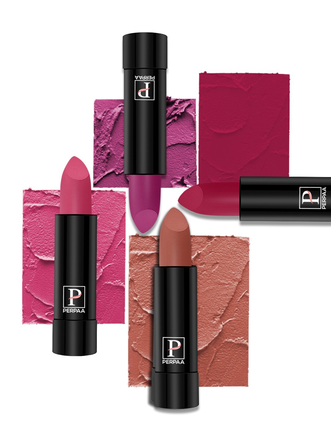 

PERPAA Set of 4 Long Lasting Smooth Texture Cremy Matte Lipstick - Shade 58-60-62-84, Multi