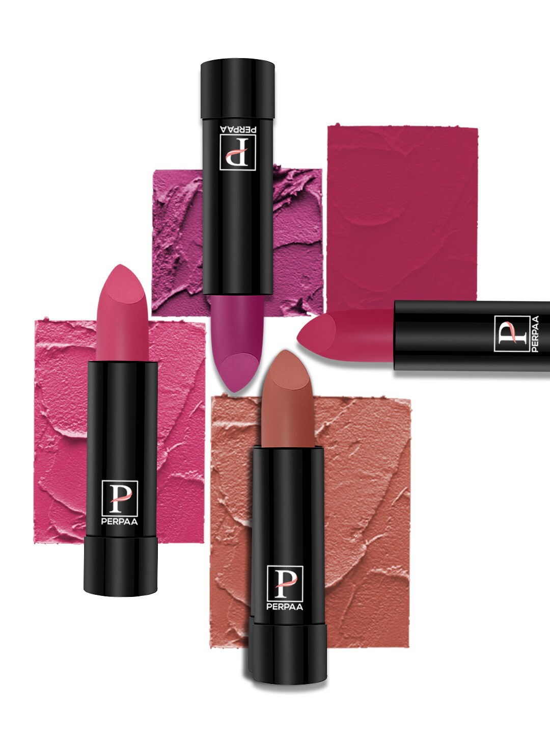 

PERPAA Set of 4 Long Lasting Smooth Texture Cremy Matte Lipstick - Shade 58-60-62-92, Multi