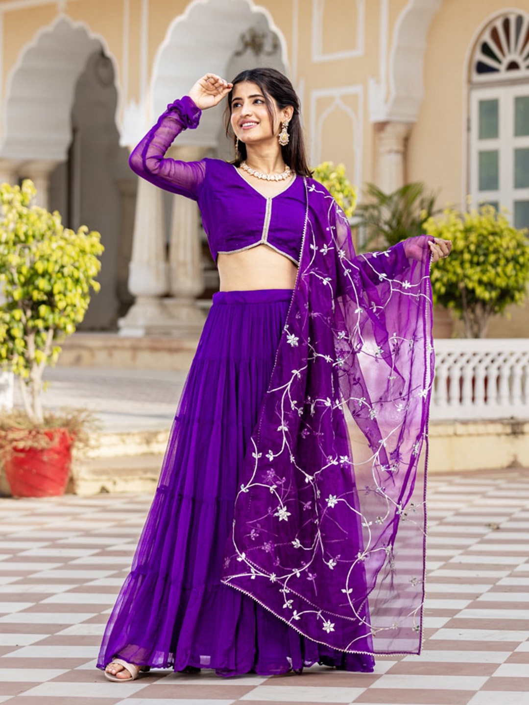 

Ambraee Gotta Patti Ready to Wear Lehenga & Blouse With Dupatta, Purple