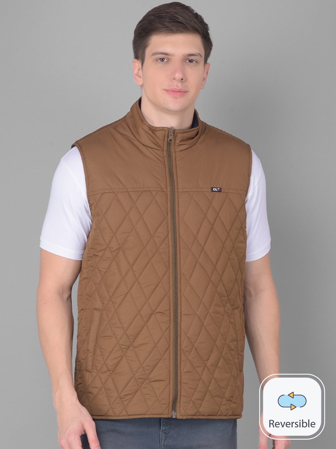 

Canary London Mock Collar Reversible Quilted Jacket, Copper
