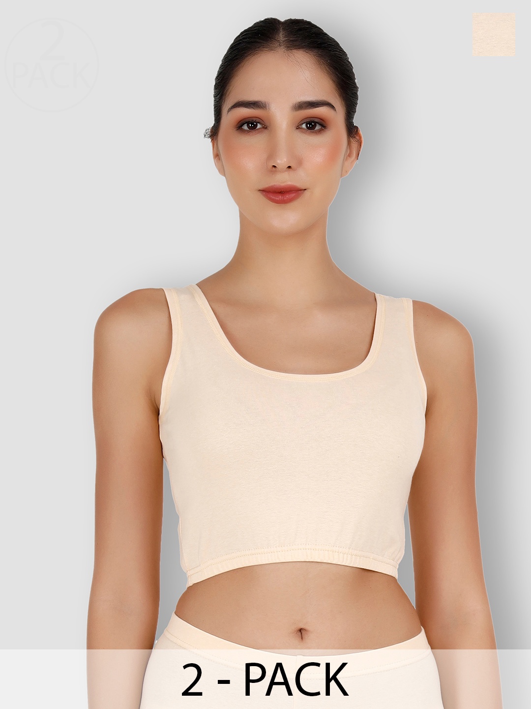 

SELFCARE Pack Of 2 Breathable Crop Thermal Tops, Nude
