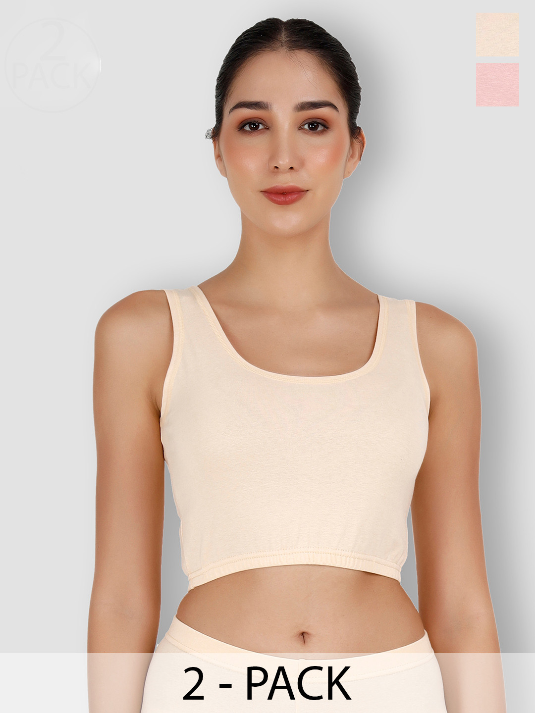 

SELFCARE Pack Of 2 Crop Thermal Tops, Pink