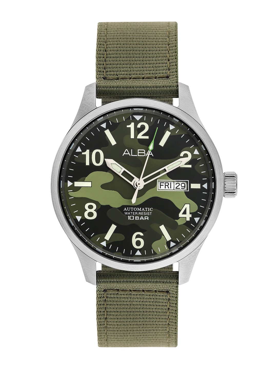 

Alba Men Printed Dial & Bracelet Style Straps Analogue Automatic Motion Watch AL4267X1, Green