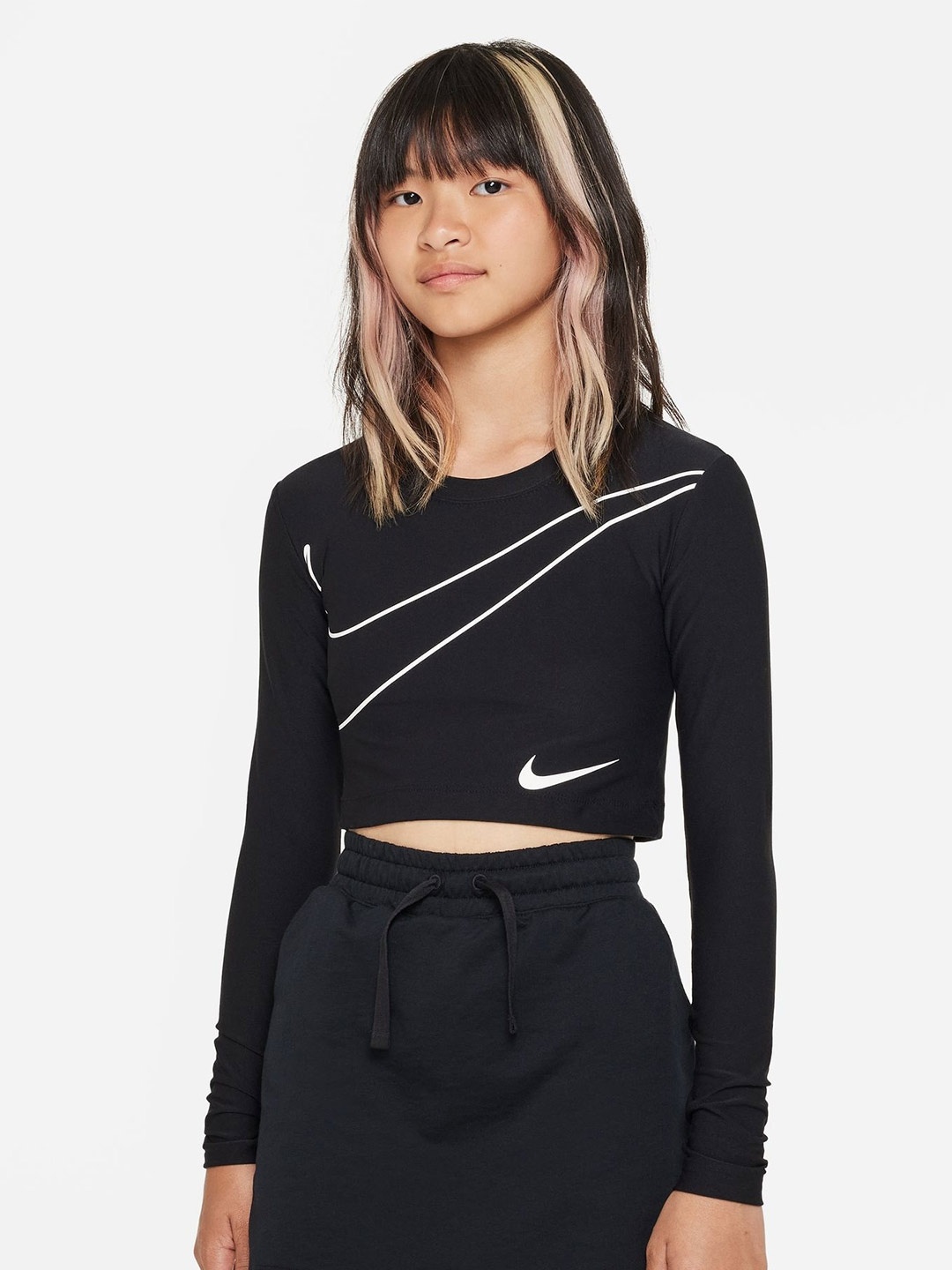 

Nike Sportswear Big Girls Long-Sleeve Crop Top, Black