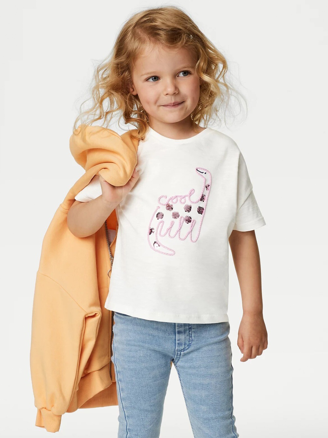 

Marks & Spencer Girls Embroidered T-shirt, White
