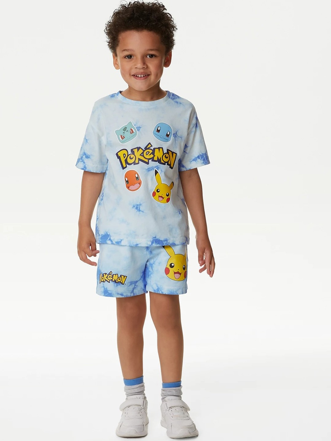 

Marks & Spencer Boys Pokemon Printed Mid-Rise Pure Cotton Shorts, Blue