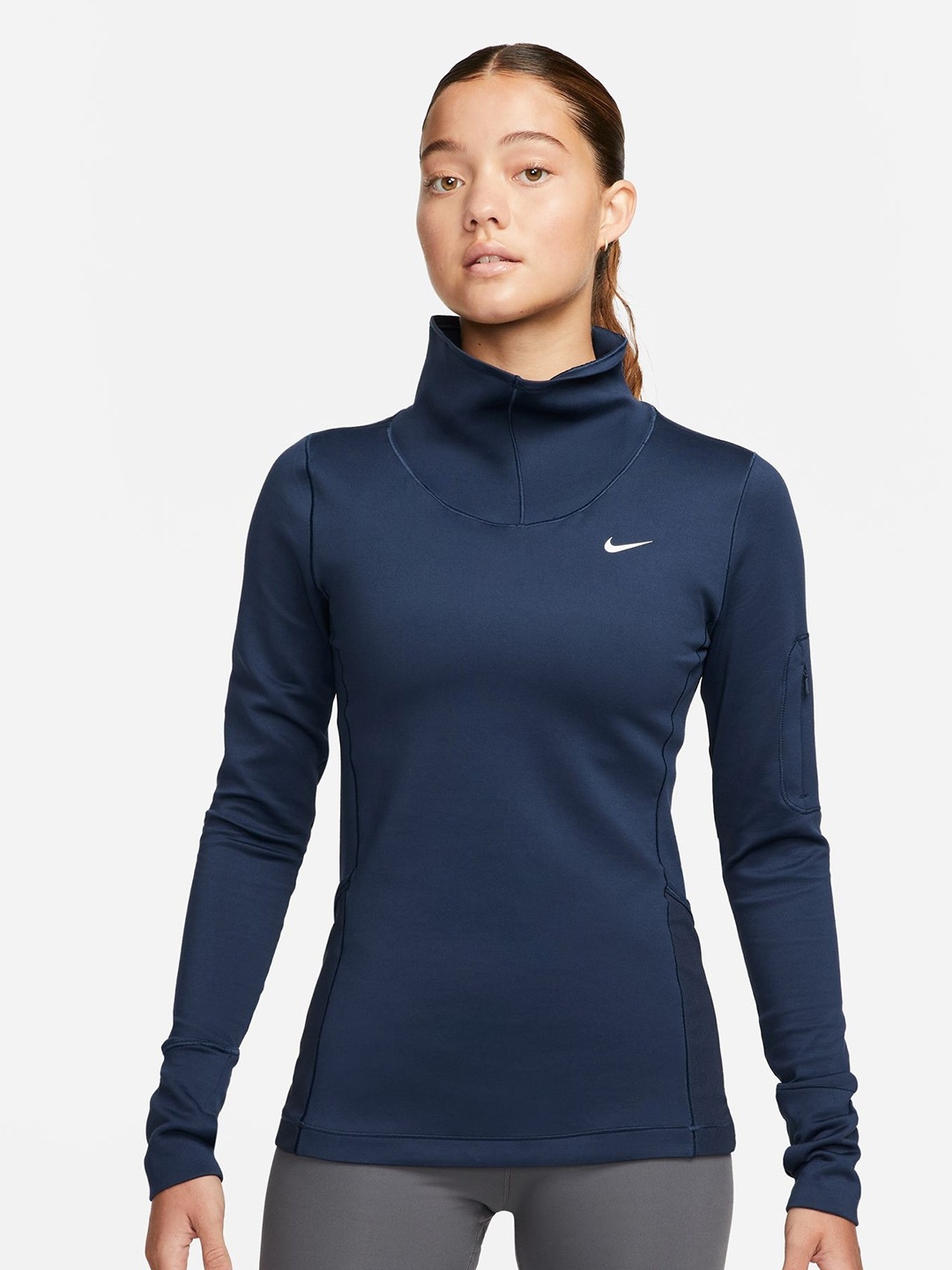 

Nike Pro Therma-FIT High Neck Long-Sleeve Tops, Blue