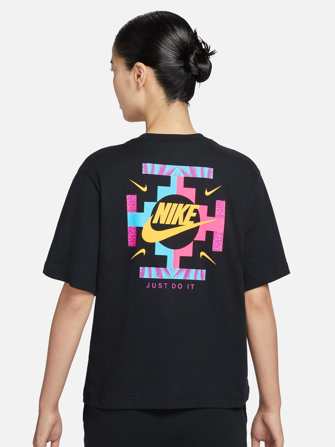 

Nike Sportswear Printed Cotton Boxy Tops, Black
