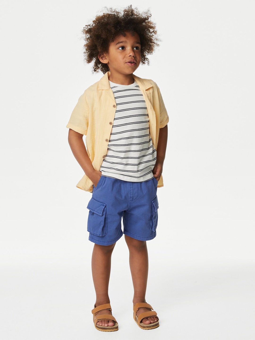 

Marks & Spencer Boys Horizontal Striped Cotton Shirt, Yellow