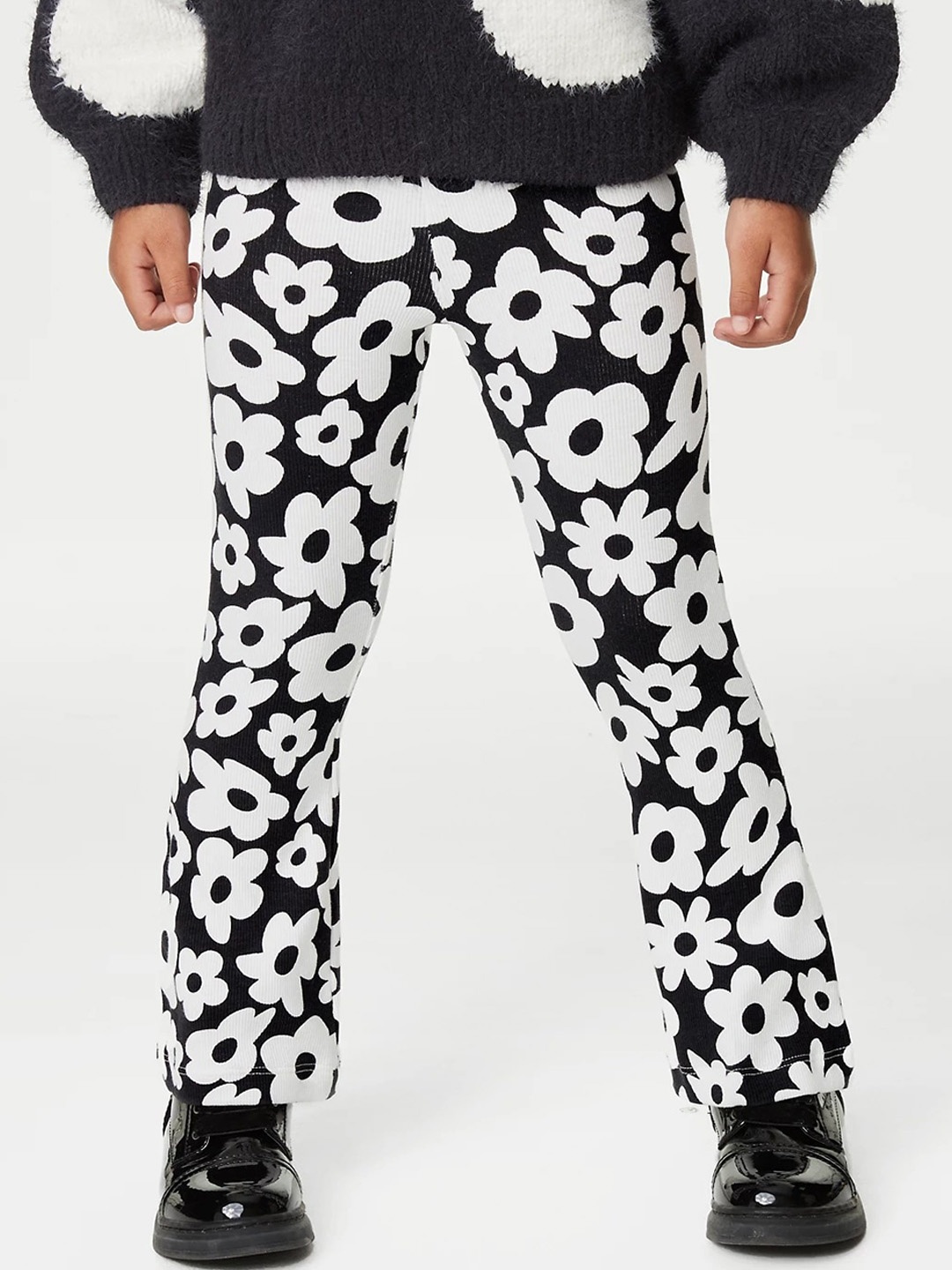 

Marks & Spencer Floral Printed Track Pant, Black