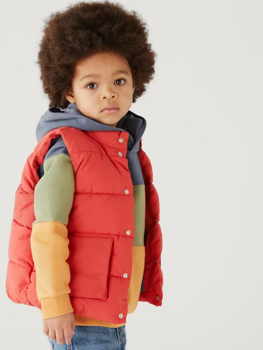 

Marks & Spencer Boys Faux Fur Trim Sleeveless Padded Jacket, Red