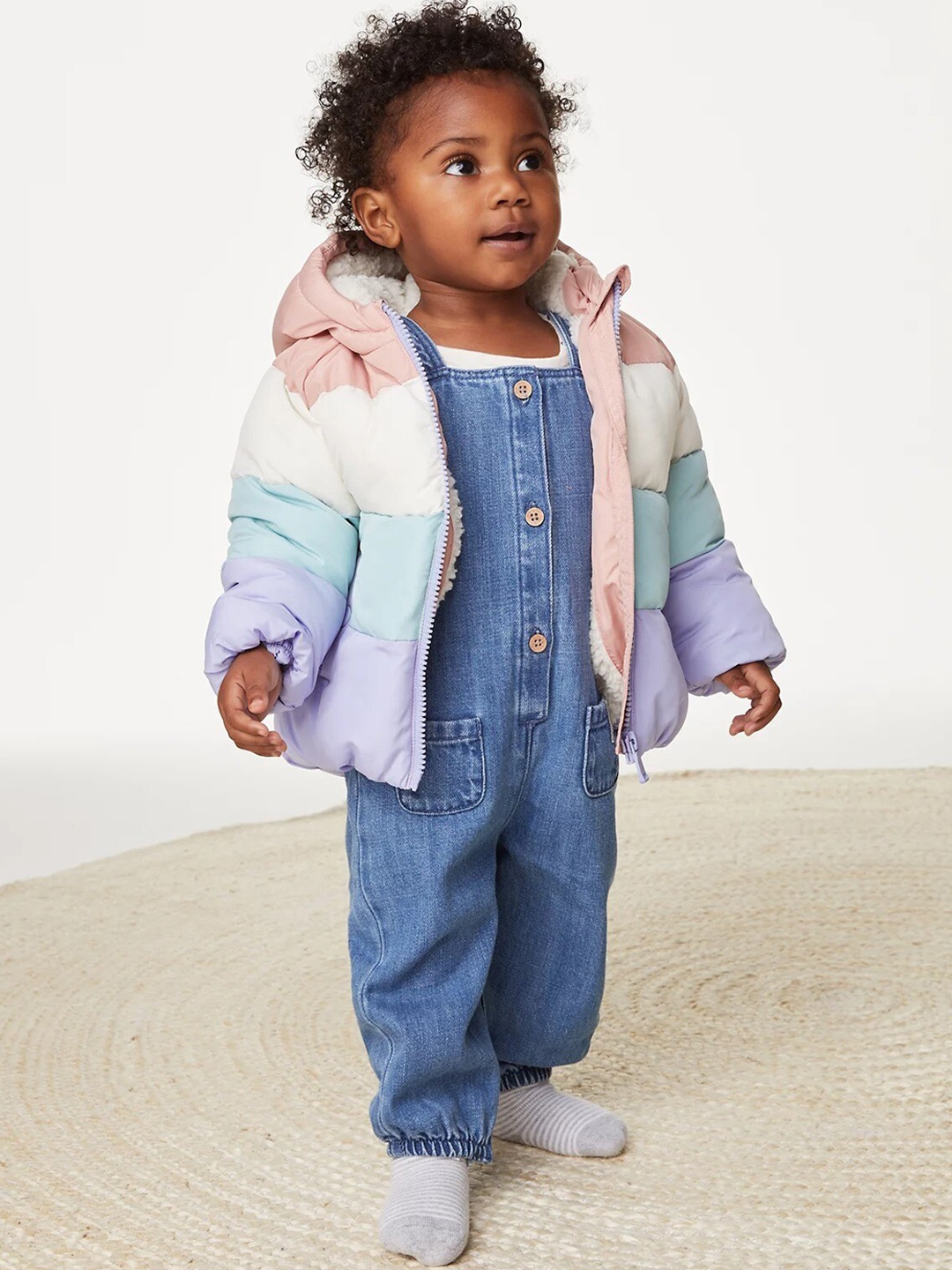

Marks & Spencer Girls Colourblocked Hooded Puffer Jacket, Lavender
