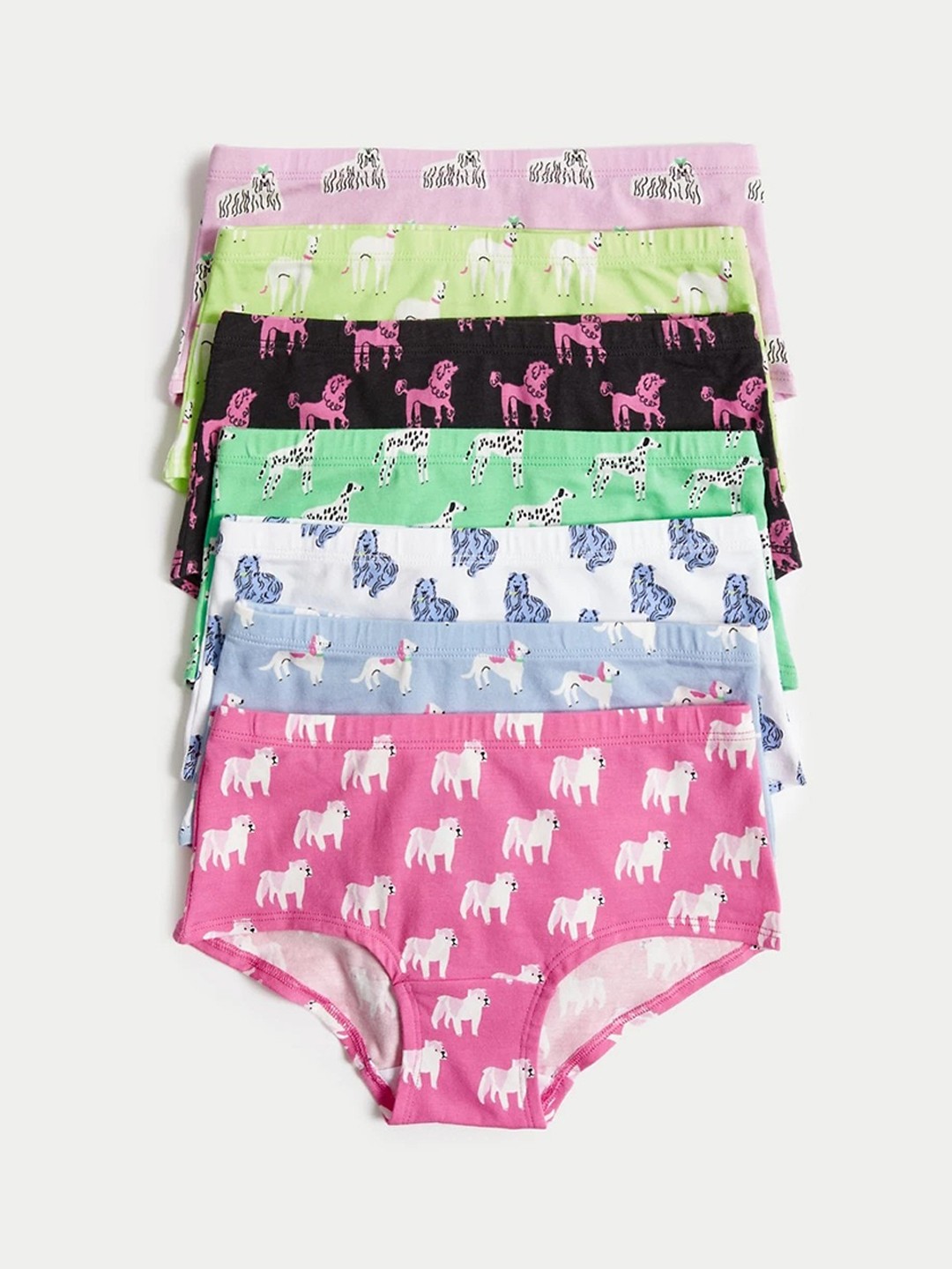

Marks & Spencer Girls Pack Of 7 Conversational Printed Basic Briefs T711937DMULTI/BRIGHTS, Pink