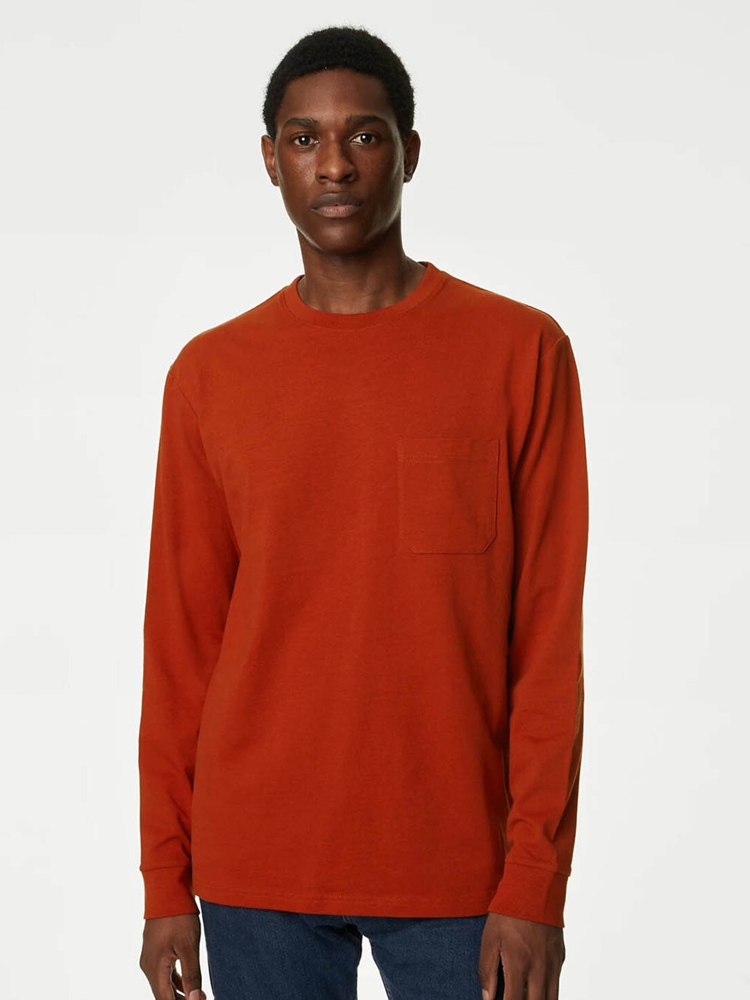 

Marks & Spencer Round Neck Pure Cotton T-shirt, Rust