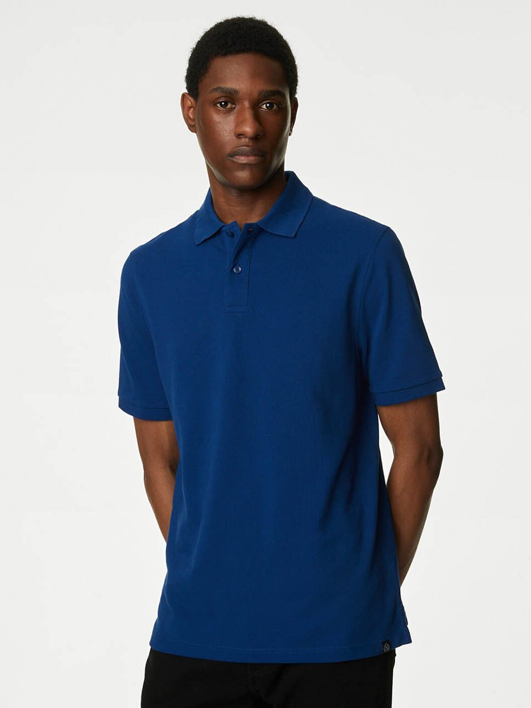

Marks & Spencer Polo Collar Pure Cotton T-shirt, Navy blue