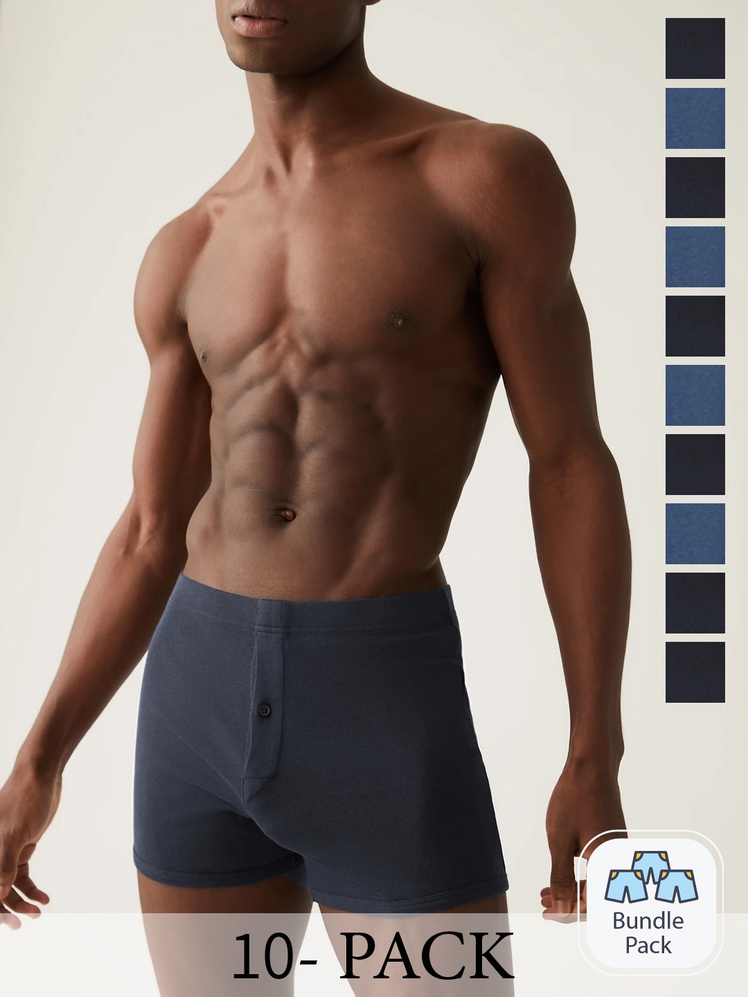 

Marks & Spencer Pack Of 10 Cotton Trunks T148176VNAVY/BLUE, Navy blue