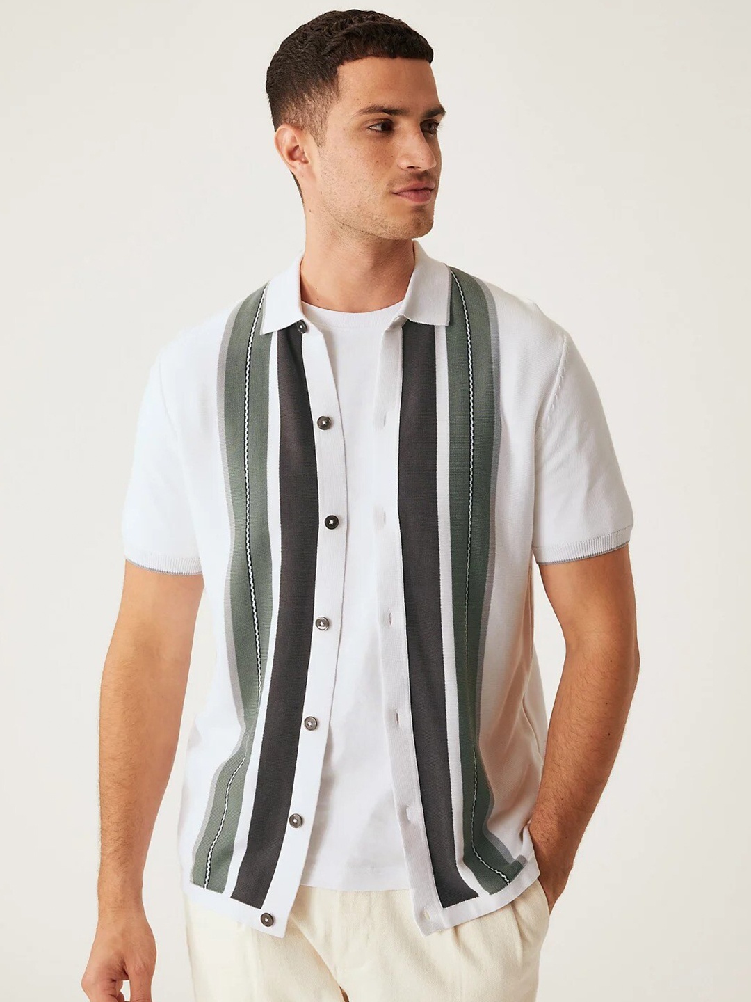 

Marks & Spencer Vertical Striped Casual Shirt, White