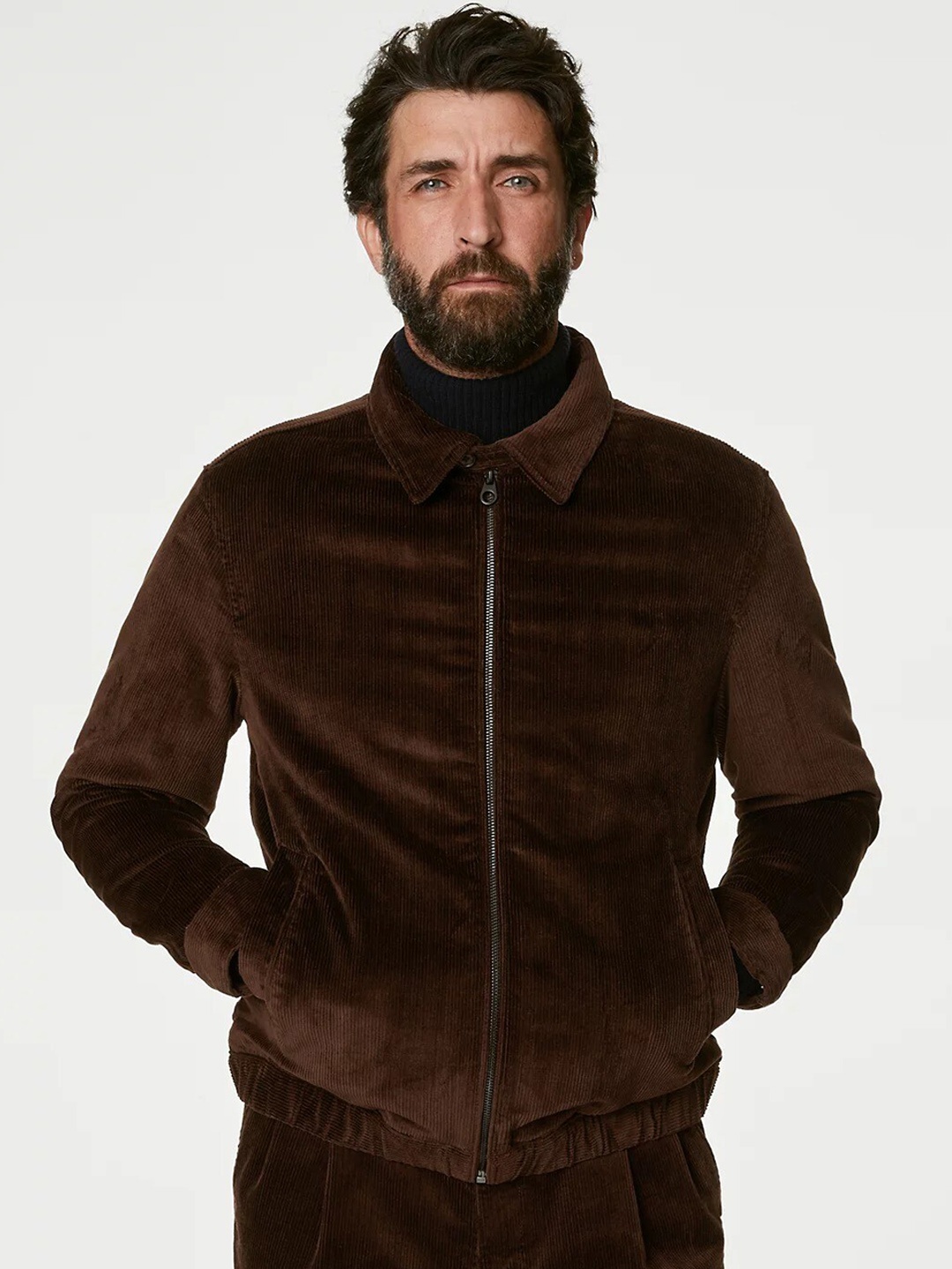 

Marks & Spencer Checked Lightweight Tailored Jacket with Embroidered, Brown