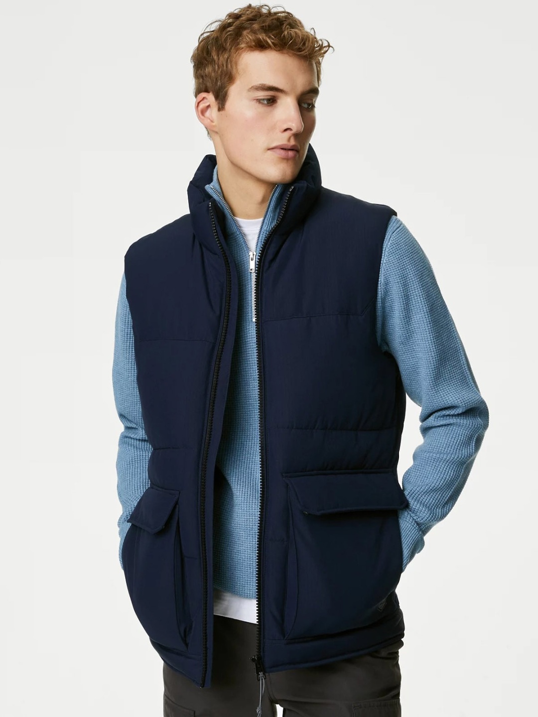 

Marks & Spencer Lightweight Bomber Jacket, Navy blue