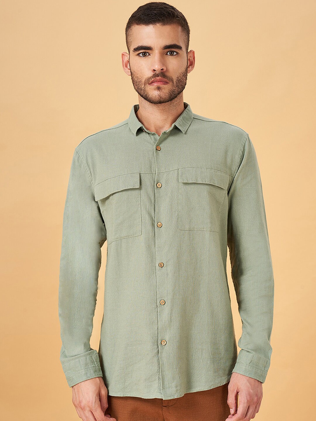 

7 Alt by Pantaloons Solid Regular Fit Casual Shirt, Olive