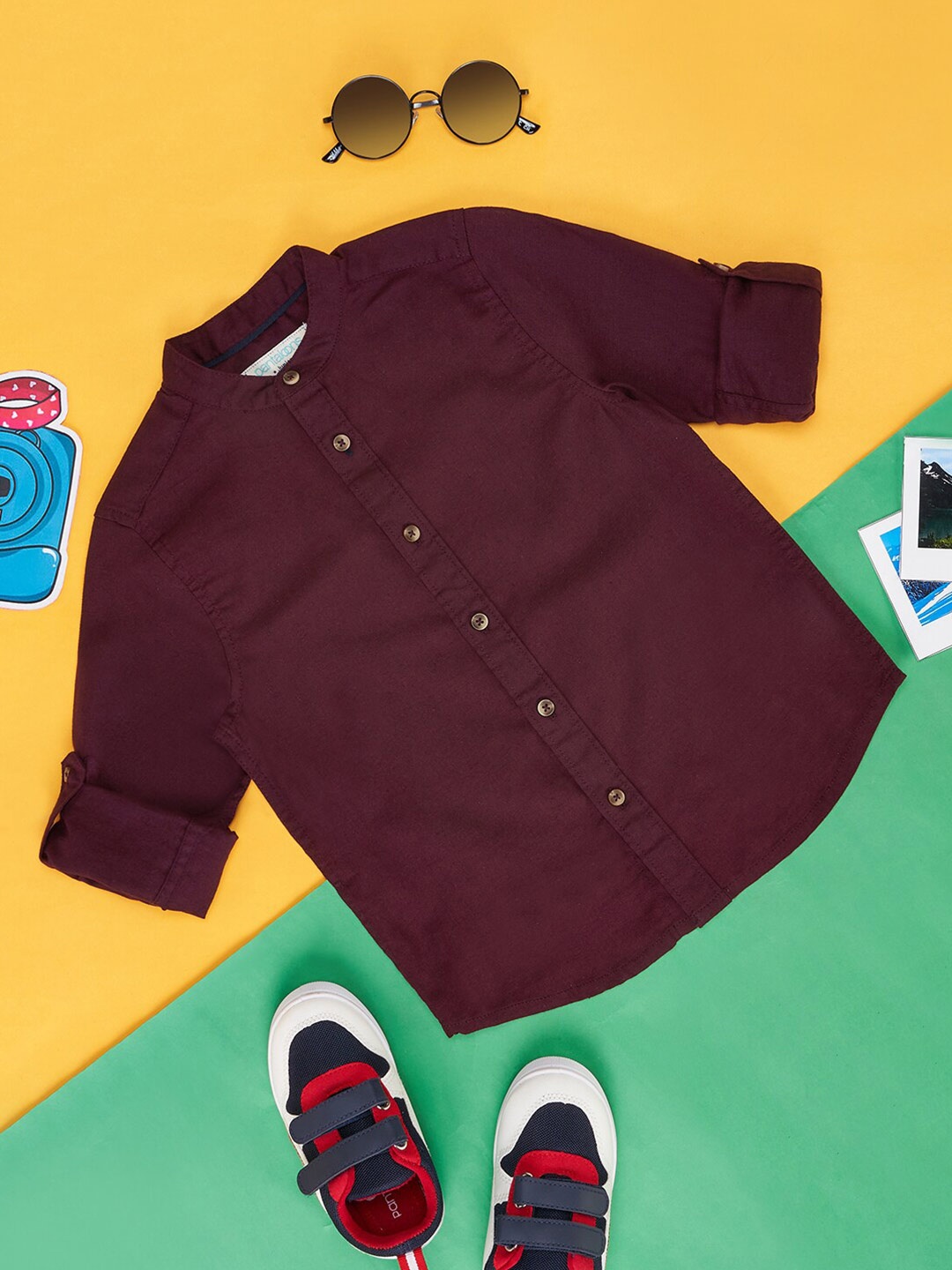 

Pantaloons Junior Boys Solid Regular Fit Cotton Casual Shirt, Maroon