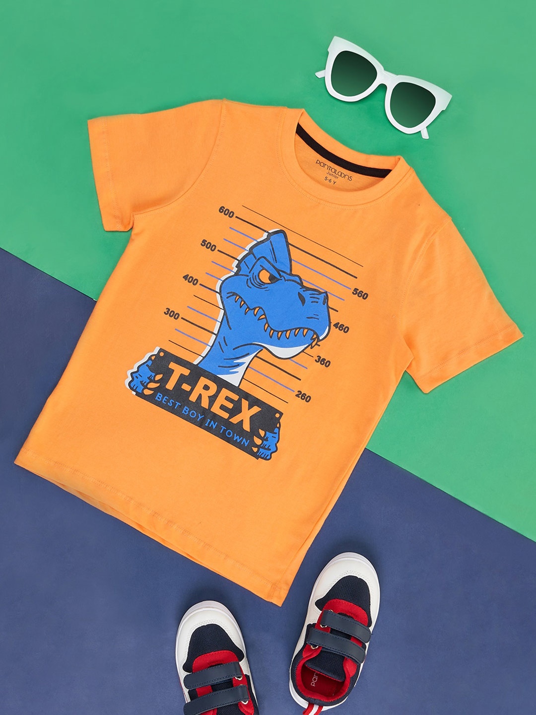 

Pantaloons Junior Boys Graphic Printed Cotton T-Shirt, Orange