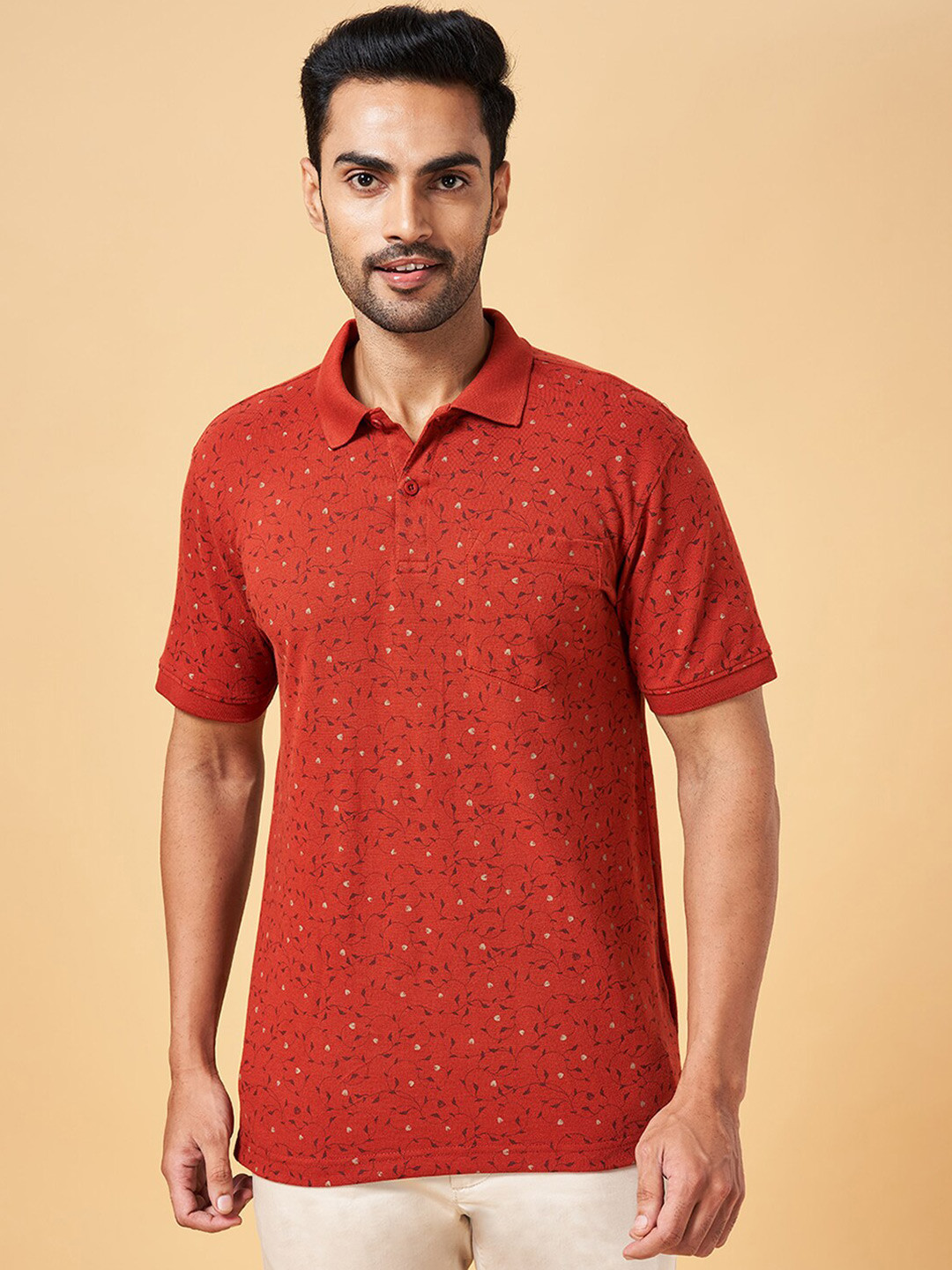 

BYFORD by Pantaloons Men Rust Polo Collar Slim Fit T-shirt