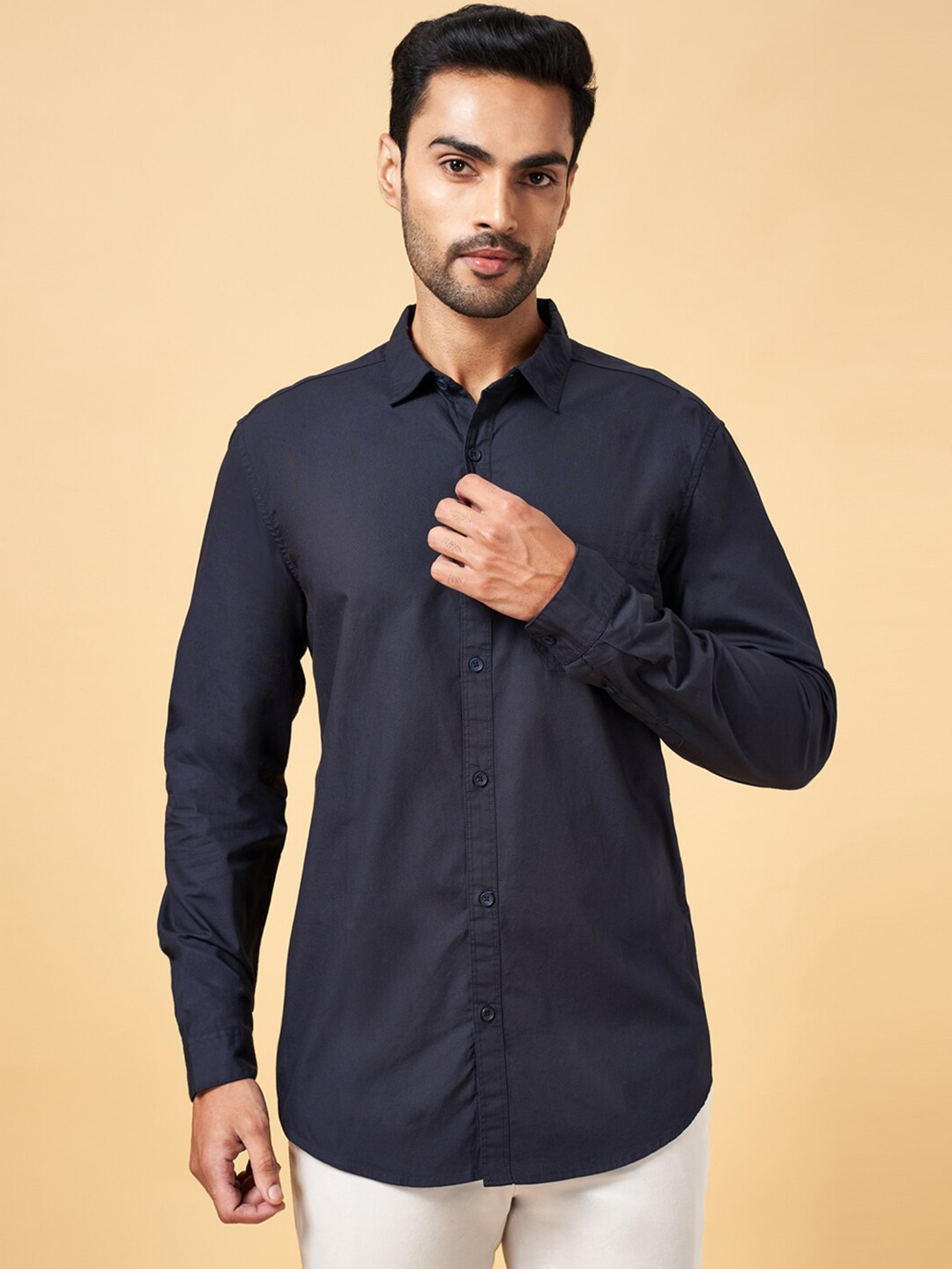 

BYFORD by Pantaloons Men Blue Slim Fit Opaque Casual Shirt