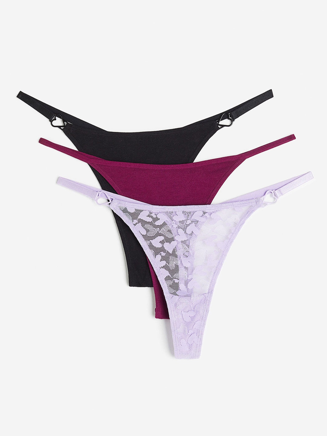 

H&M Women 3-Pack Cotton Thong Briefs, Purple